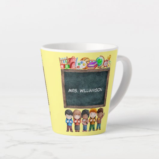 Cute Waterverf School Chalkboard Text Teacher Latte Mok (Rechterhoek)