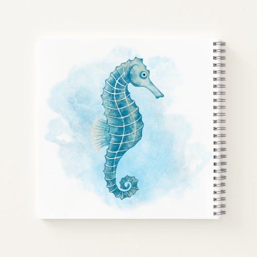 Cute Waterverf Seahorse Personalized Notitieboek (Achterkant)