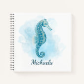 Cute Waterverf Seahorse Personalized Notitieboek (Voorkant)