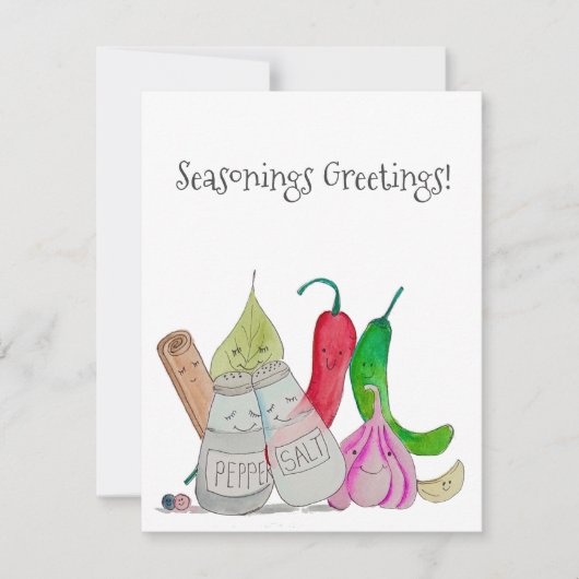 Cute Waterverf Seasons Greeting Note Card Notitiekaartje (Voorkant)