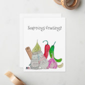 Cute Waterverf Seasons Greeting Note Card Notitiekaartje (Voorkant / Achterkant in situ)