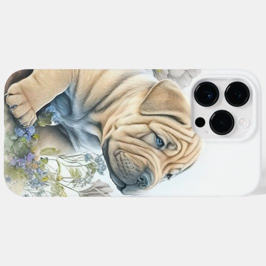 CUTE WATERVERF SHAR PEI PUPPY DOG Case-Mate iPhone CASE (Achterkant (horizontaal))