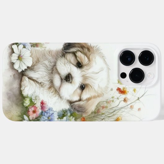 CUTE WATERVERF SHIH TZU PUPPY DOG Case-Mate iPhone CASE (Achterkant (horizontaal))