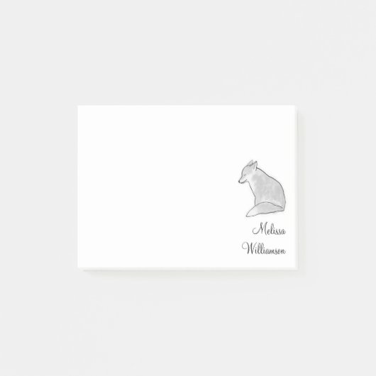Cute Waterverf Silver Fox Post-it® Notes (Voorkant)
