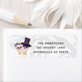 Cute Waterverf Skeleton Couple Halloween Etiket (Insitu)