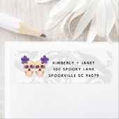 Cute Waterverf Skeleton Couple Halloween Etiket (Insitu)