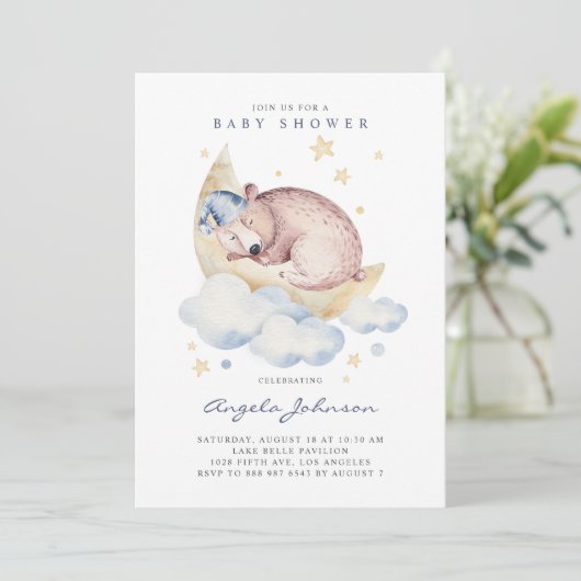 Cute Waterverf Slaapend Baby Baby shower Kaart (Staand voorkant)