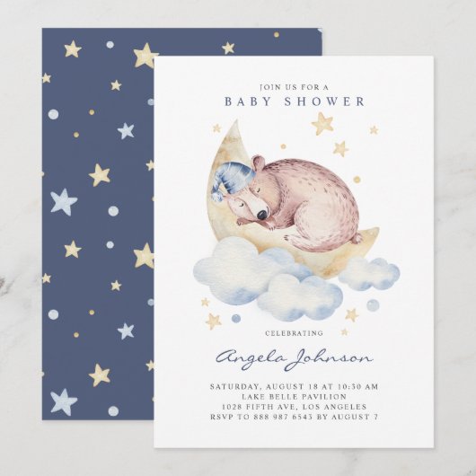 Cute Waterverf Slaapend Baby Baby shower Kaart (Voorkant / Achterkant)