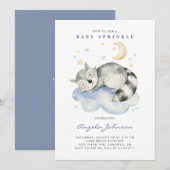 Cute Waterverf Slapend Raccoon Baby Sprinkle Kaart (Voorkant / Achterkant)