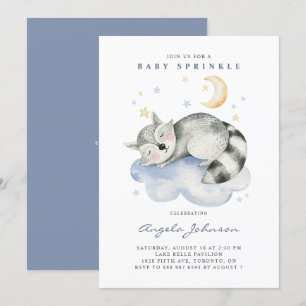 Cute Waterverf Slapend Raccoon Baby Sprinkle Kaart