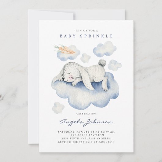 Cute Waterverf Slaping Baby Rabbit Baby Sprinkle Kaart (Voorkant)