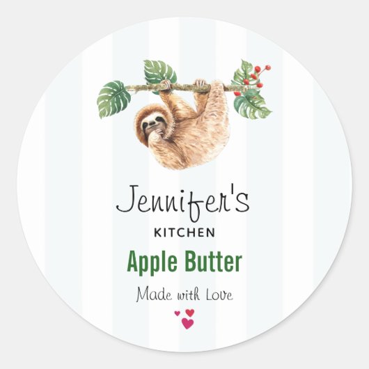 Cute Waterverf Sloth Kitchen Ronde Sticker (Voorkant)