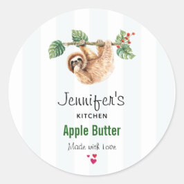 Cute Waterverf Sloth Kitchen Ronde Sticker