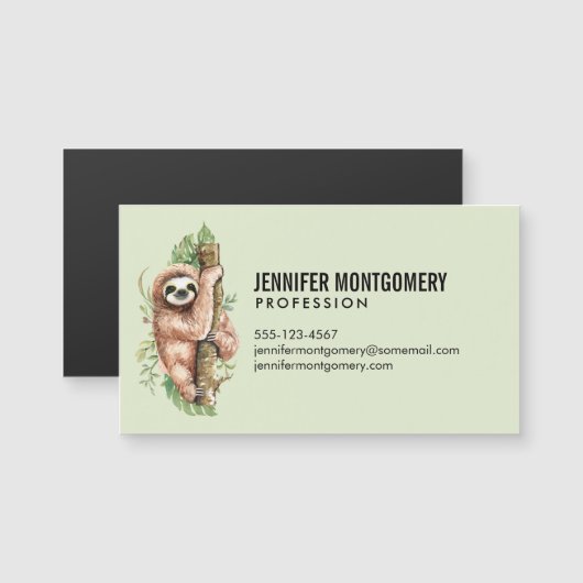 Cute Waterverf Sloth & Tropical Leaves (Voorkant / Achterkant)