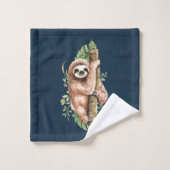 Cute Waterverf Sloth & Tropical Leaves Bad Handdoek (Wasdoekje)