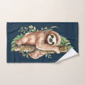 Cute Waterverf Sloth & Tropical Leaves Bad Handdoek (Handdoek)
