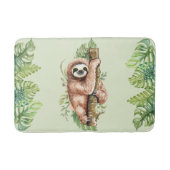 Cute Waterverf Sloth & Tropical Leaves Badmat (Voorkant)