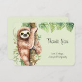 Cute Waterverf Sloth & Tropical Leaves Bedankkaart (Voorkant / Achterkant)