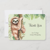 Cute Waterverf Sloth & Tropical Leaves Bedankkaart (Voorkant)