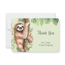 Cute Waterverf Sloth & Tropical Leaves