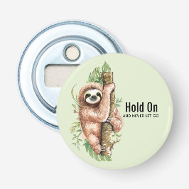 Cute Waterverf Sloth & Tropical Leaves Button Flesopener
