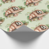 Cute Waterverf Sloth & Tropical Leaves Cadeaupapier (Hoek)