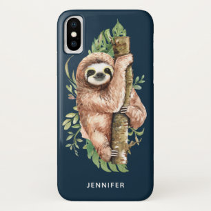 Cute Waterverf Sloth & Tropical Leaves Case-Mate iPhone Case