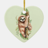 Cute Waterverf Sloth & Tropical Leaves Keramisch Ornament (Voorkant)