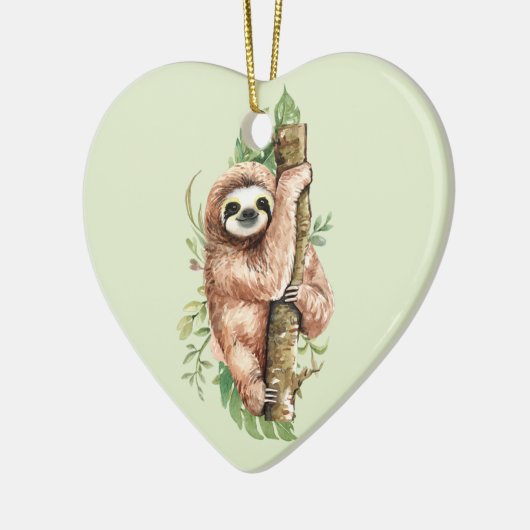 Cute Waterverf Sloth & Tropical Leaves Keramisch Ornament (Links)