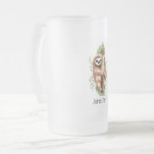 Cute Waterverf Sloth & Tropical Leaves Matglas Bierpul (Voorkant links)