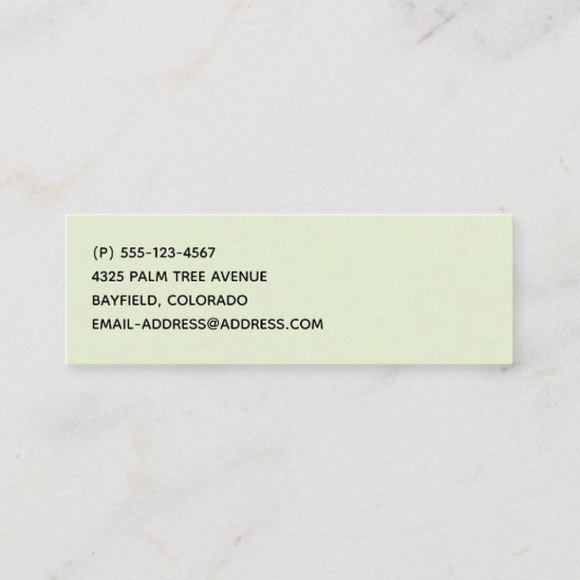 Cute Waterverf Sloth & Tropical Leaves Mini Visitekaartje (Achterkant)