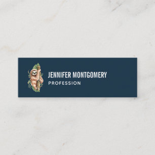 Cute Waterverf Sloth & Tropical Leaves Mini Visitekaartje