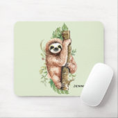 Cute Waterverf Sloth & Tropical Leaves Muismat (Met muis)
