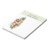 Cute Waterverf Sloth & Tropical Leaves Notitieblok (Linkerzijde)