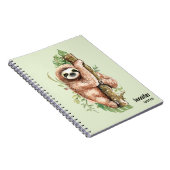 Cute Waterverf Sloth & Tropical Leaves Notitieboek (Rechterzijde)