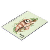 Cute Waterverf Sloth & Tropical Leaves Notitieboek (Linkerzijde)