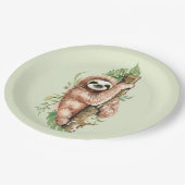 Cute Waterverf Sloth & Tropical Leaves Papieren Bordje (Gekanteld)