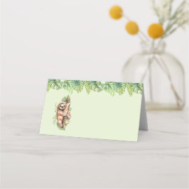 Cute Waterverf Sloth & Tropical Leaves Plaatskaartje