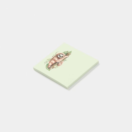 Cute Waterverf Sloth & Tropical Leaves Post-it® Notes (Schuin)