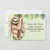 Cute Waterverf Sloth & Tropical Leaves Save The Date (Voorkant)