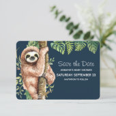 Cute Waterverf Sloth & Tropical Leaves Save The Date (Staand voorkant)