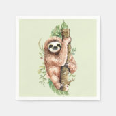 Cute Waterverf Sloth & Tropical Leaves Servet (Voorkant)