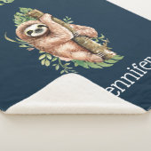 Cute Waterverf Sloth & Tropical Leaves Sherpa Deken (3/4)