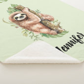 Cute Waterverf Sloth & Tropical Leaves Sherpa Deken (3/4)