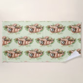 Cute Waterverf Sloth & Tropical Leaves Strandlaken (Voorkant)