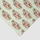 Cute Waterverf Sloth & Tropical Leaves Tissuepapier (Detail)