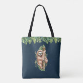 Cute Waterverf Sloth & Tropical Leaves Tote Bag (Achterkant)