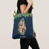 Cute Waterverf Sloth & Tropical Leaves Tote Bag (Dichtbij)