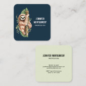 Cute Waterverf Sloth & Tropical Leaves Vierkante Visitekaartje (Voorkant / Achterkant)