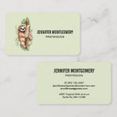 Cute Waterverf Sloth & Tropical Leaves Visitekaartje (Voorkant / Achterkant)